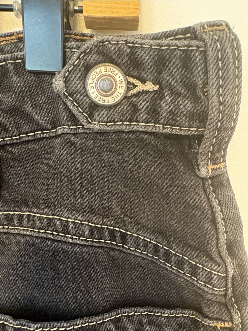 Free People Black Wide-Leg High-Rise Rolled Cuff Jeans EUC Size 31 - Picture 8 of 11